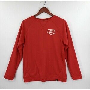 Demarini Baseball Shirt Mens‎ Medium Red Raglan Heater Fleece Logo Pullover Top